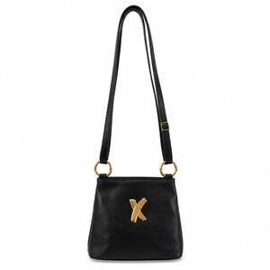 Vintage Paloma Picasso Black Leather Shoulder Crossbody Bag Made in Italy